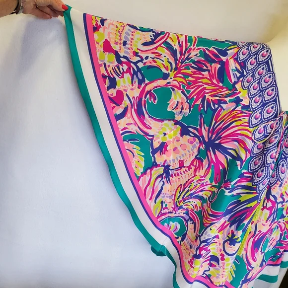 HTF Lilly Pulitzer Lettie Silk Caftan Small Safari Sighted Flowy Oversizedβ Med - Picture 7 of 16